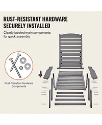 Gouun 6-Position Adjustable Hdpe Outdoor Chaise Lounge Chair with Cup Holder, 400 lbs Capacity