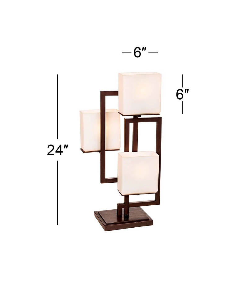 Possini Euro Design 24" High Geometric Small Modern Table Lamps Set of 2 Roman Bronze Finish Metal Living Room Bedroom