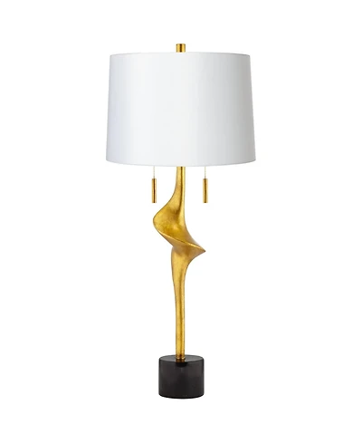 Possini Euro Design Athena 33 1/2" Tall Large Modern End Table Lamp Pull Chain Gold Leaf Finish Metal Living Room Shade