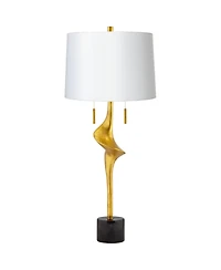 Possini Euro Design Athena 33 1/2" Tall Large Modern End Table Lamp Pull Chain Gold Leaf Finish Metal Living Room Shade