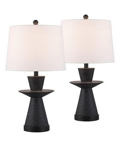 360 Lighting Fiona 24 1/2" High Mid Century Modern 3-Way Table Lamps Set of 2 Usb Port Metal Living Room Charging