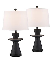 360 Lighting Fiona 24 1/2" High Mid Century Modern 3-Way Table Lamps Set of 2 Usb Port Metal Living Room Charging