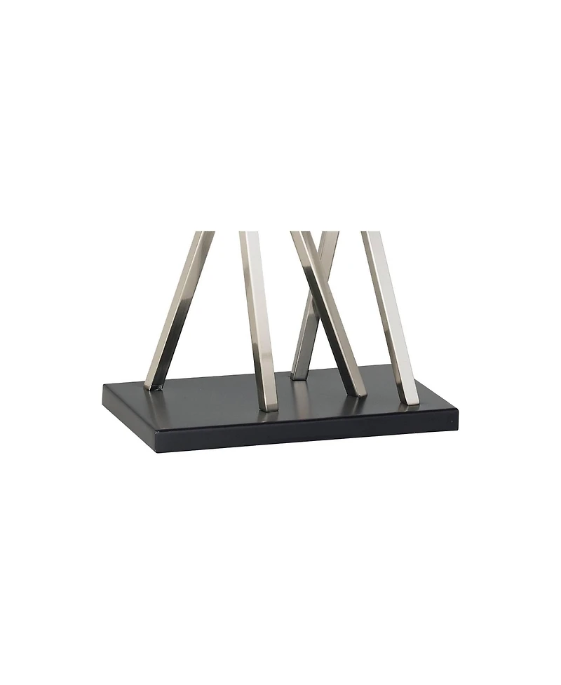 Possini Euro Design Asymmetry 30" Tall Large Modern End Table Lamps Set of 2 Silver Brushed Steel Finish Metal Living Room Bedroom