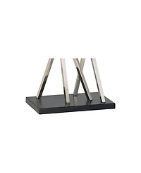 Possini Euro Design Asymmetry 30" Tall Large Modern End Table Lamps Set of 2 Silver Brushed Steel Finish Metal Living Room Bedroom