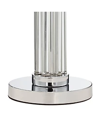 Possini Euro Design Modern Table Lamp 30" Tall with Usb Dimmer Linear Clear Glass Rod ] Linen Drum Shade for Bedroom Living Room House Bedside