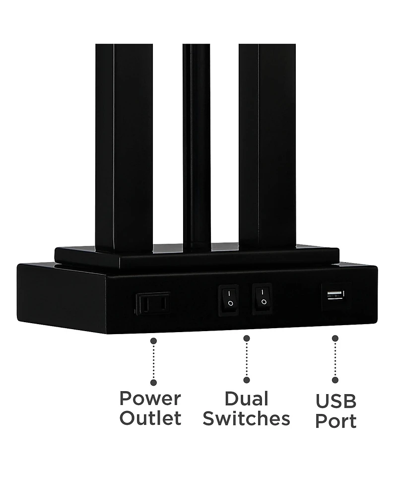 Possini Euro Design Deacon 26" High Industrial Desk Lamps Set of 2 Usb Port Ac Power Outlet Gooseneckk Metal Charging