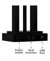 Possini Euro Design Deacon 26" High Industrial Desk Lamps Set of 2 Usb Port Ac Power Outlet Gooseneckk Metal Charging