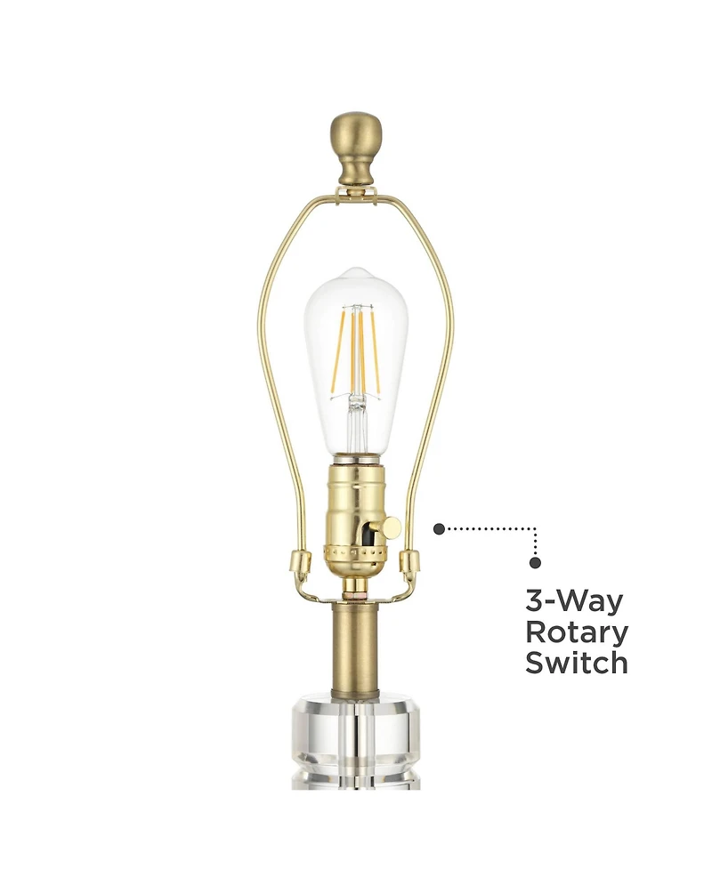 Possini Euro Design Cecil 31" Tall Large Modern End 3-Way Table Lamp Clear Brass Finish Acrylic Single Shade Living Room Bedroom