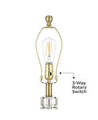 Possini Euro Design Cecil 31" Tall Large Modern End 3-Way Table Lamp Clear Brass Finish Acrylic Single Shade Living Room Bedroom