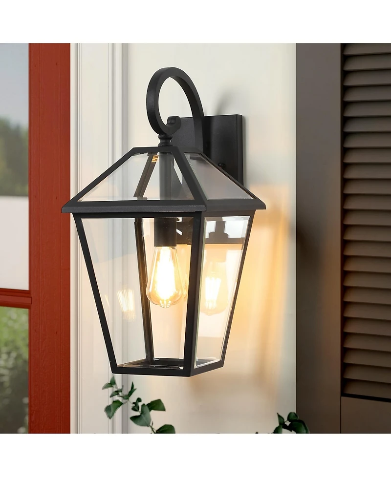 Flynama 10" 2pcs Outdoor Wall Lanterns, Weatherproof Wall Sconce with Clear Glass Panels