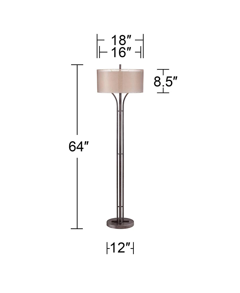 Franklin Iron Works Tristan 64" Tall Industrial Rustic Floor Lamp with Smart Socket