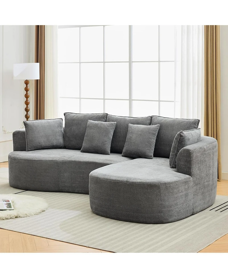 gaomon 106" Curved Sectional Sofa with Chaise, Chenille Modular Couch, No Assembly, Deep Seat
