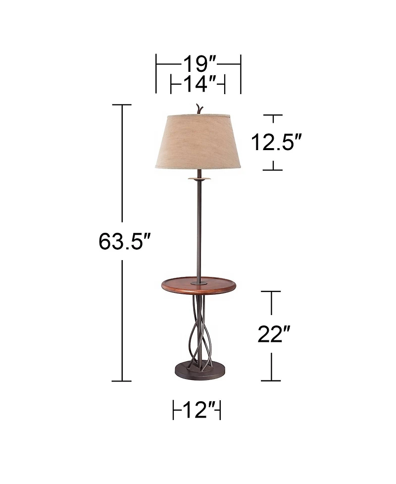 Franklin Iron Works Industrial Modern Floor Lamps with Tray Table 63 1/2" Tall Set of 2