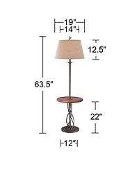 Franklin Iron Works Industrial Modern Floor Lamps with Tray Table 63 1/2" Tall Set of 2