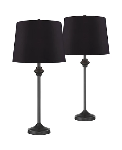 360 Lighting Lynn Modern Industrial Buffet Table Lamps 26" High Set of 2 Metal Faux Drum Shade for Bedroom Living Room Bedside