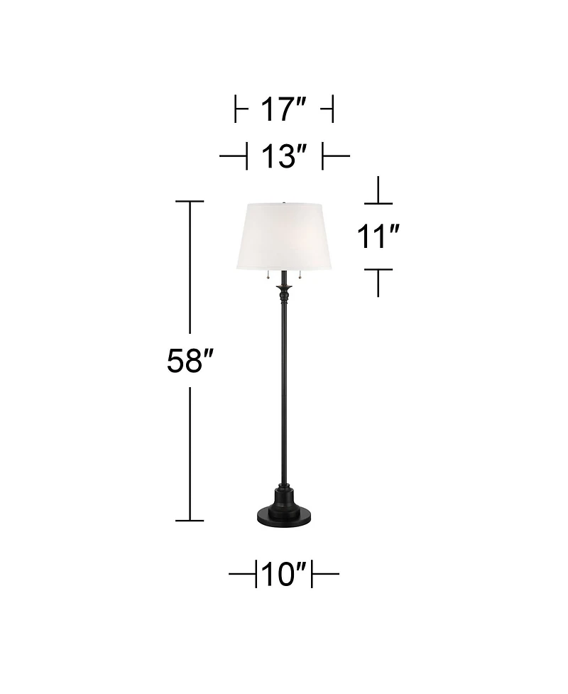 360 Lighting Spenser Traditional 58" Tall Standing Floor Lamp Skinny Pole Pull Chain Satin Metal Living Room Bedroom House