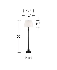 360 Lighting Spenser Traditional 58" Tall Standing Floor Lamp Skinny Pole Pull Chain Satin Metal Living Room Bedroom House