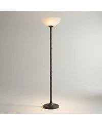 Franklin Iron Works Tucson 71 1/4"H Hammered Bronze Alabaster Glass Torchiere Floor Lamp