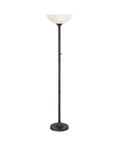 Franklin Iron Works Tucson 71 1/4"H Hammered Bronze Alabaster Glass Torchiere Floor Lamp