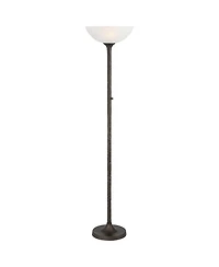Franklin Iron Works Tucson 71 1/4"H Hammered Bronze Alabaster Glass Torchiere Floor Lamp