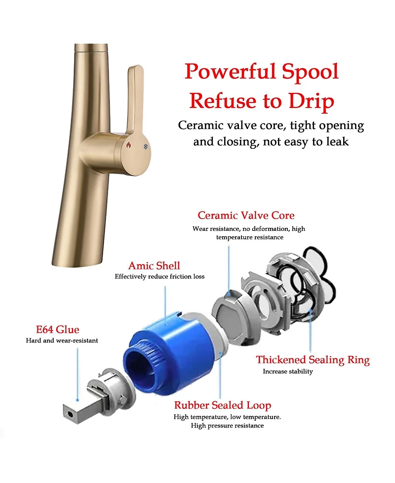 Busdays Single Handle Stainless Steel Pull Out Kitchen Faucet