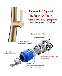 Busdays Single Handle Stainless Steel Pull Out Kitchen Faucet