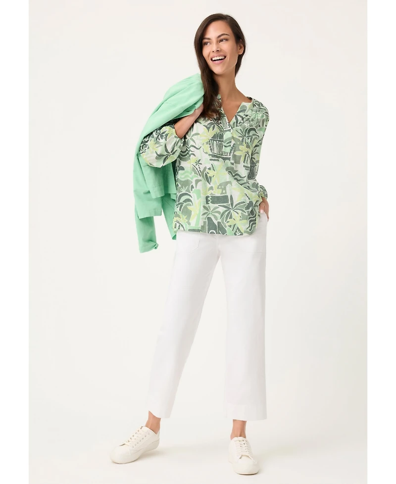 Olsen Women's Safari Print Tunic Blouse