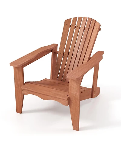 Sugift Solid Wood Adirondack Chair with High Backrest and Wide Armrests