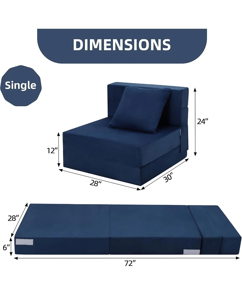 gaomon Convertible Folding Sofa Bed, Memory Foam Futon Sleeper with Pillow for Living Room and Guest Room