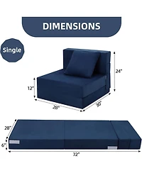 gaomon Convertible Folding Sofa Bed, Memory Foam Futon Sleeper with Pillow for Living Room and Guest Room