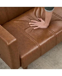 gaomon 75" Faux Leather Futon Sofa Bed, Convertible Sleeper Couch with Adjustable Backrest and Side Pockets
