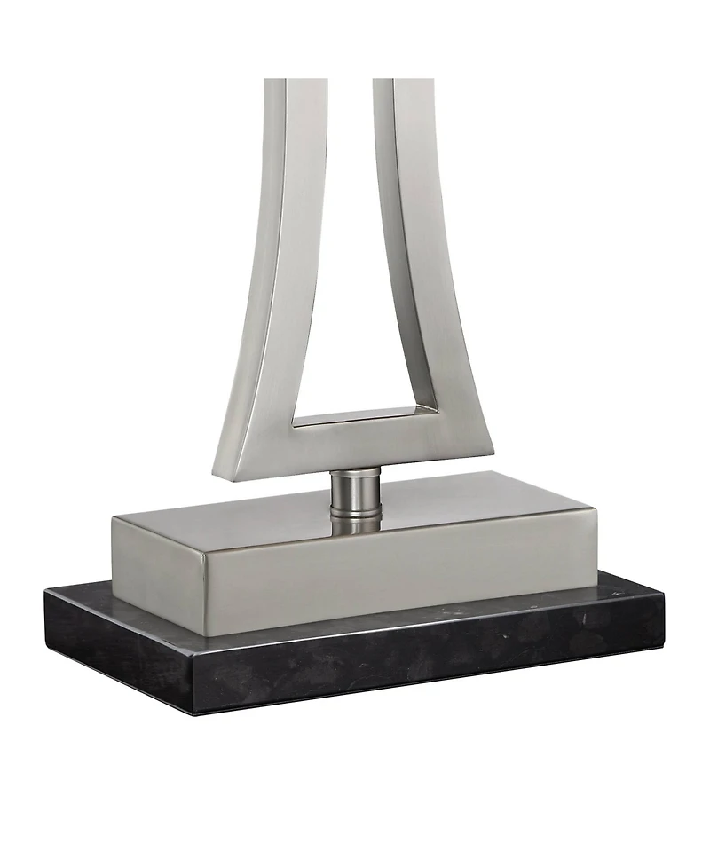 360 Lighting Roxie Modern Table Lamps Set of 2 with Marble Risers 31" Tall Brushed Nickel Fabric Shade for Bedroom Living Room Bedside