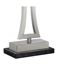 360 Lighting Roxie Modern Table Lamps Set of 2 with Marble Risers 31" Tall Brushed Nickel Fabric Shade for Bedroom Living Room Bedside