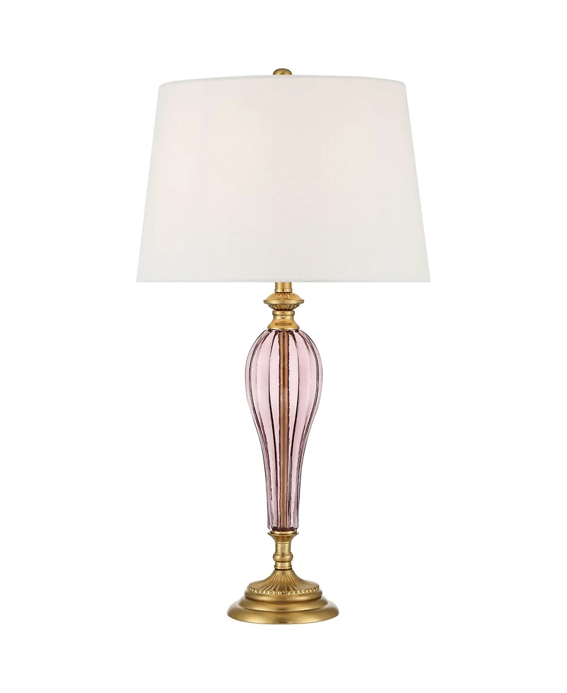 Possini Euro Design Clarrissa 31 1/2" Tall Fluted Vase Large Traditional End 3-Way Table Lamp Brass Finish Glass Single Living Room
