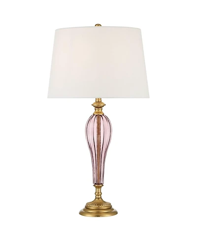 Possini Euro Design Clarrissa 31 1/2" Tall Fluted Vase Large Traditional End 3-Way Table Lamp Brass Finish Glass Single Living Room