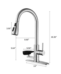 Busdays 3-in-1 Kitchen Faucet with Led Temp Display, Glass Rinser and Pull-Down Sprayer, Brushed Nickel