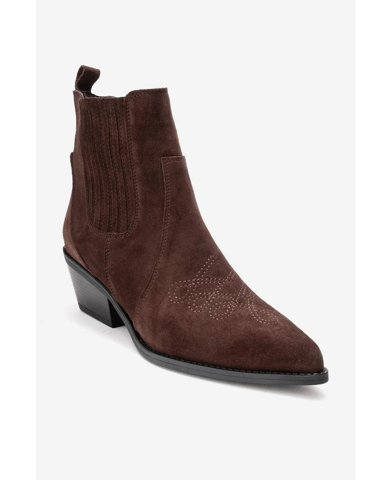 Forever & Always Shoes Women's Julieta Leather Block Heel Western Boot