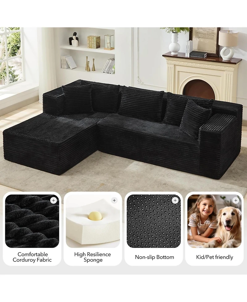 gaomon 106" Cloud Sectional Sofa with Chaise, Modular Deep Seat Couch, No Assembly