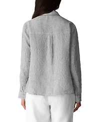 Eileen Fisher Women's Long-Sleeve Striped Collared Shirt