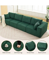 gaomon 137" Cloud Sectional Sofa, Modular Linear Couch, Corduroy Fabric, No Assembly, Convertible Sleeper