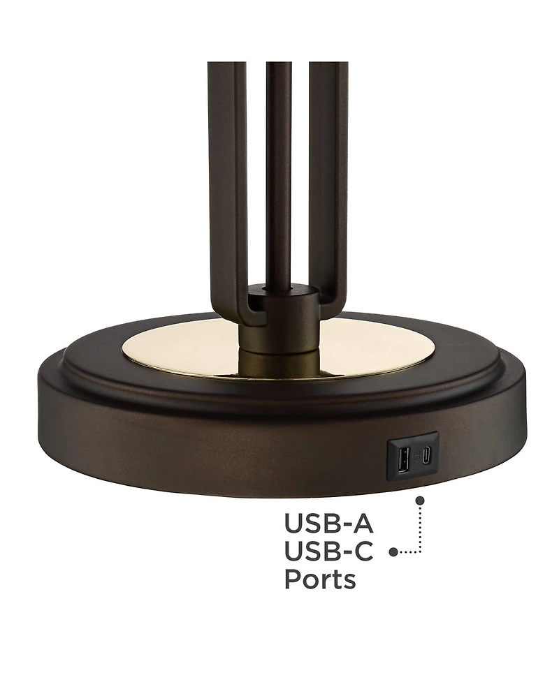 Franklin Iron Works Javier 24 1/2" High Mid Century Modern Table Lamps Set of 2 with Usb Port