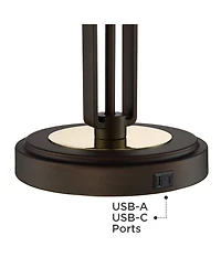 Franklin Iron Works Javier 24 1/2" High Mid Century Modern Table Lamps Set of 2 with Usb Port