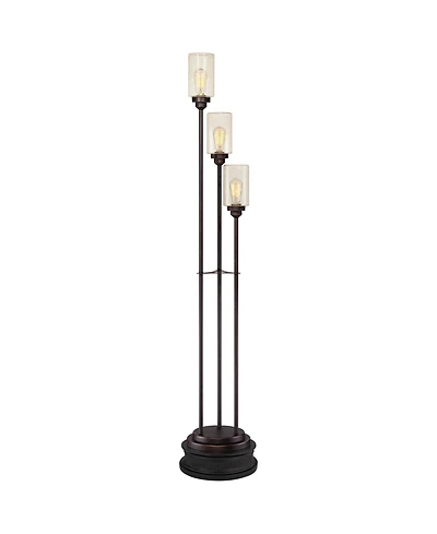 Franklin Iron Works Libby Modern Industrial Tree Floor Lamp with Riser 66" Tall Metal 3 Light Dimmable Led
