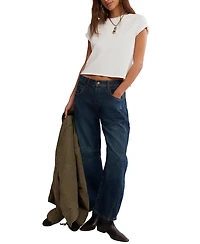 Free People Women's Relaxed-Fit Mid-Rise Barrel Jeans