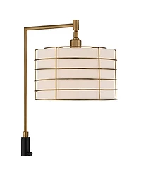 Possini Euro Design Modern Arc Floor Lamp 63 1/2" Tall Warm Gold Metal Cage Linen Shade for Living Room Reading