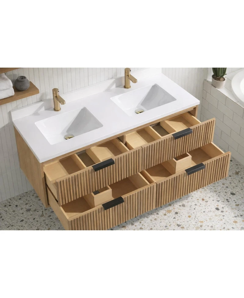 Ari Bath Diego 55" Floating Bathroom Vanity Weathered Fir