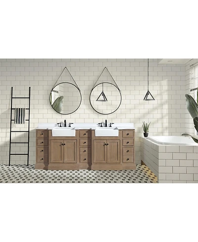 Ari Bath Kelly 84" Bathroom Vanity Weathered Fir, Engineered Quartz Top