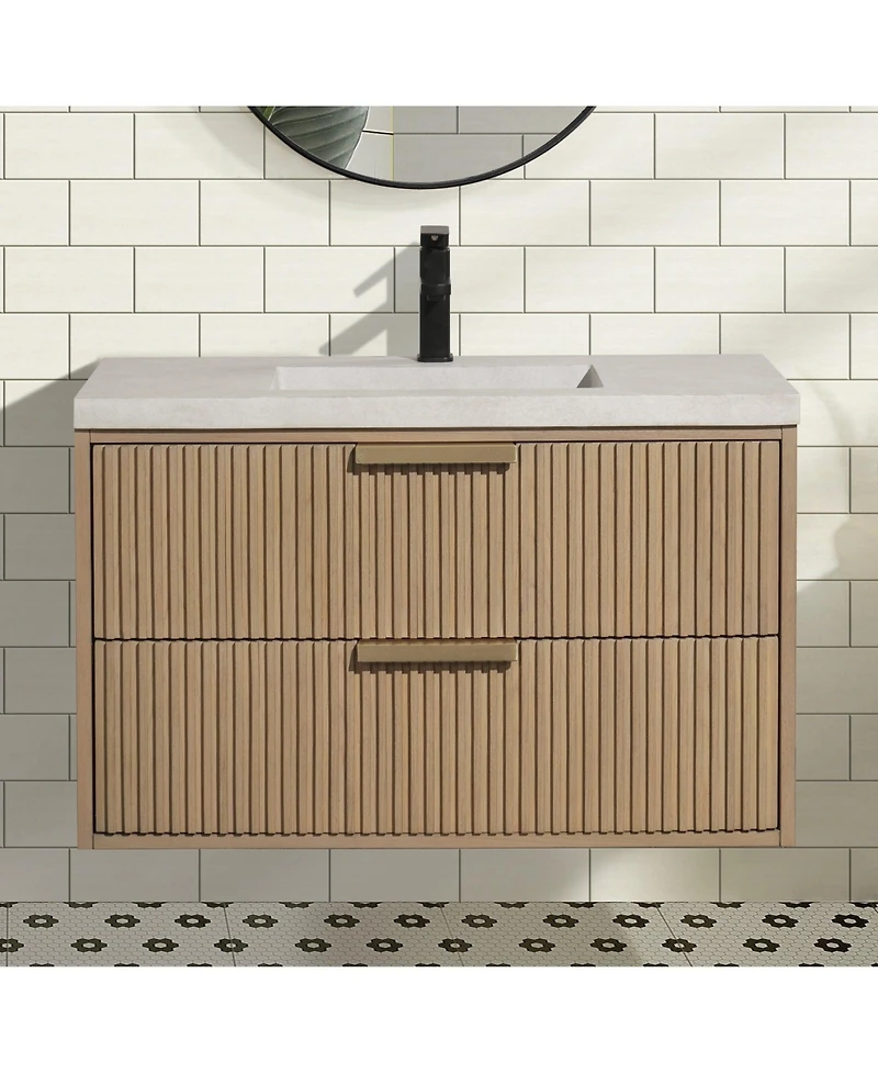 Ari Bath Diego 36" Floating Bathroom Vanity Oak