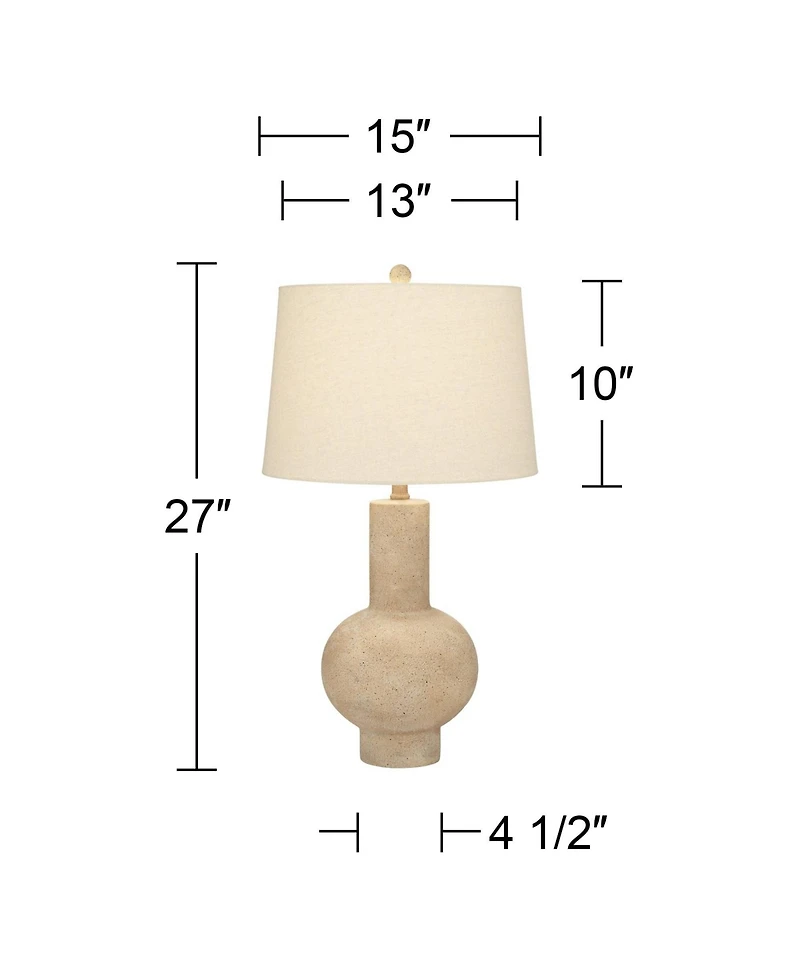 360 Lighting Sandstone Gourd 27" Tall Farmhouse Rustic Modern Table Lamp Bro Living Room Bedroom Bedside