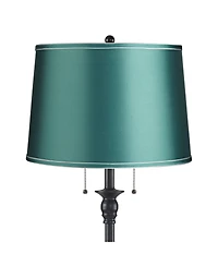 360 Lighting Dyna Traditional 58" Tall 2-Light Standing Floor Lamp Skinny Pole Pull Chain Finish Drum Soft Teal Shade